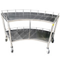 Hospital Medical Surgical Service Stainless Steel Fan Shape Instrument Trolley with Castors